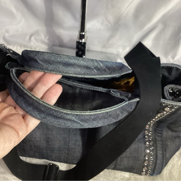 SOLD………Prada Canapa Studded Grommet Embellished Denim Tote w/ Long Strap RARE - Picture 8 of 16